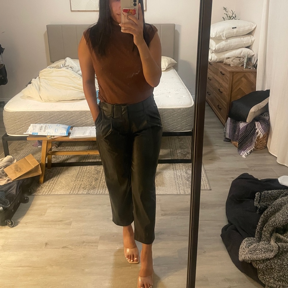 Black Leather Like Pants